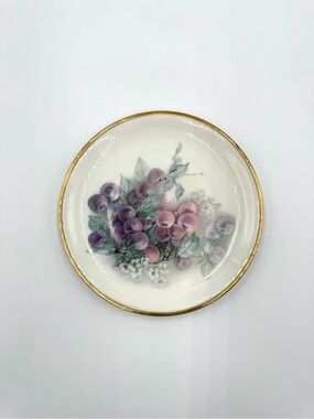 Vintage C.T. Altwasser Silesia Hand Painted Cherry Plate Gold Trim 7⅜”